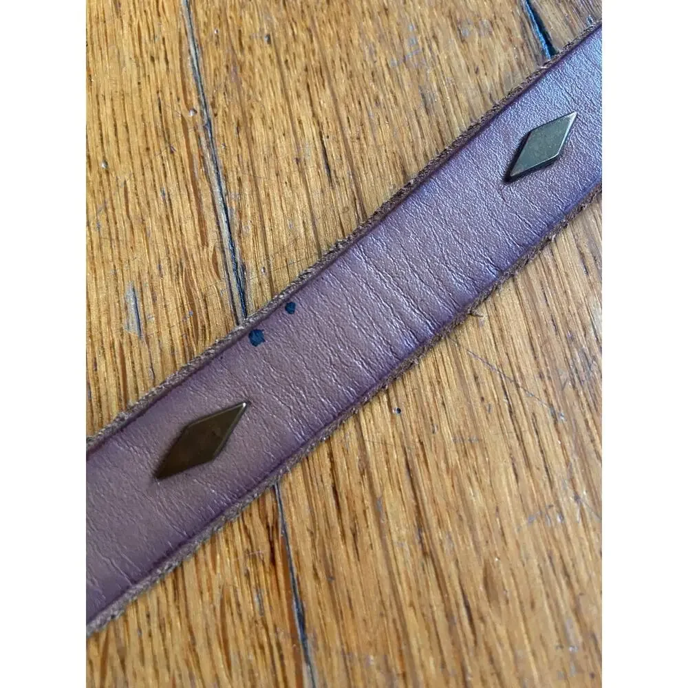 FOSSIL Distressed Skinny Tan Leather Studded Belt Womens sz XS